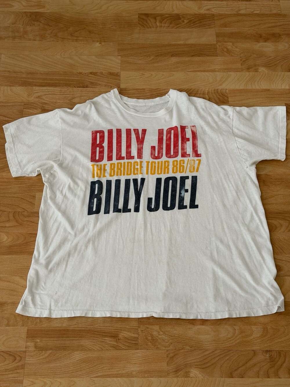 Vintage 1986-1987 Billy Joel The Bridge Tour Concert T-Shirt White Rock Band Tee